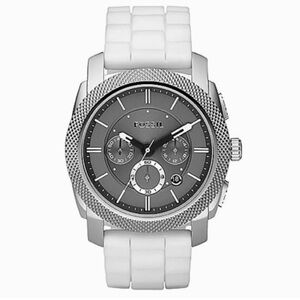 Fossil FS-4553 Watch Chronograph Dark Gray with White Rubber Band Not Working